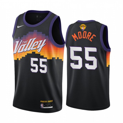 Phoenix Suns #55 ETwaun Moore Mens 2021 Finals Bound City Edition Jersey Black Mens