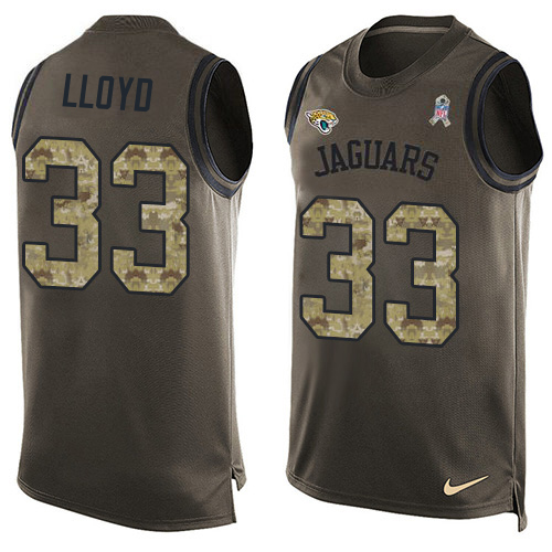 Jaguars #33 Devin Lloyd Green Men's Stitched Limited Salute To Service Tank Top Jersey