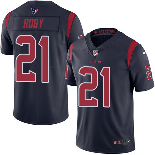 Houston Texans #21 Bradley Roby Navy Blue Men's Stitched Limited Rush Jersey Men's