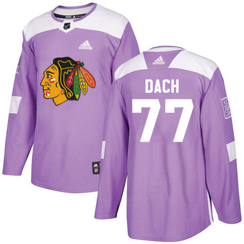 Adidas Chicago Blackhawks #77 Kirby Dach Purple Authentic Fights Cancer Stitched Jersey Men's