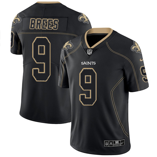 Saints #9 Drew Brees Lights Out Black Men's Stitched Limited Rush Jersey