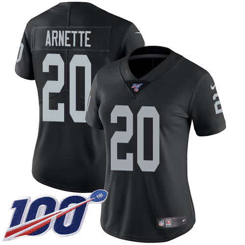 Las Vegas Raiders #20 Damon Arnette Black Team Color Women's Stitched 100th Season Vapor Untouchable Limited Jersey Womens