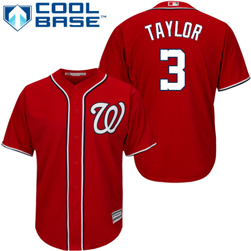 Washington Nationals #3 Michael Taylor Red Cool Base Stitched Youth Jersey Youth