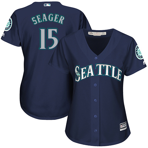 Seattle Mariners #15 Kyle Seager Navy Blue Alternate Women's Stitched Jersey Womens