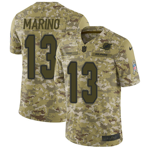 Dolphins #13 Dan Marino Camo Youth Stitched Limited 2018 Salute To Service Jersey