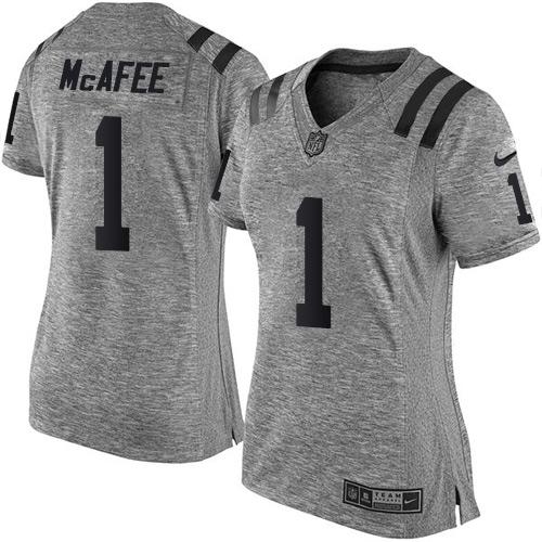 Indianapolis Colts #1 Pat McAfee Gray Women's Stitched Limited Gridiron Gray Jersey Womens