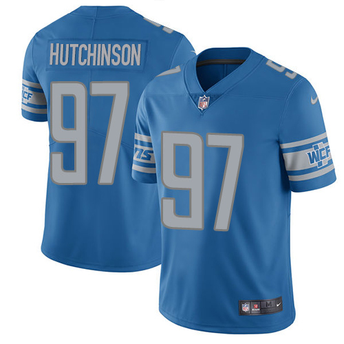 Lions #97 Aidan Hutchinson Blue Team Color Men's Stitched Vapor Untouchable Limited Jersey