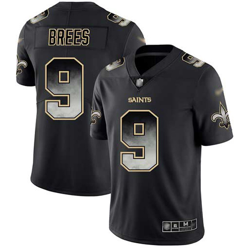 Saints #9 Drew Brees Black Men's Stitched Vapor Untouchable Limited Smoke Fashion Jersey