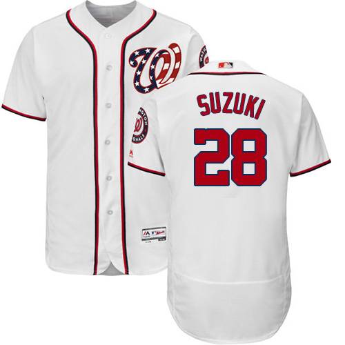 Washington Nationals #28 Kurt Suzuki White Flexbase Authentic Collection Stitched Jersey Men's