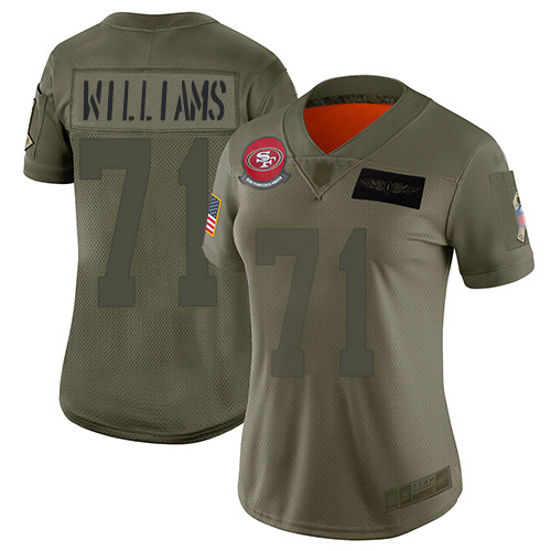 San Francisco San Francisco 49ers #71 Trent Williams Camo Women's Stitched Limited 2019 Salute To Service Jersey Womens