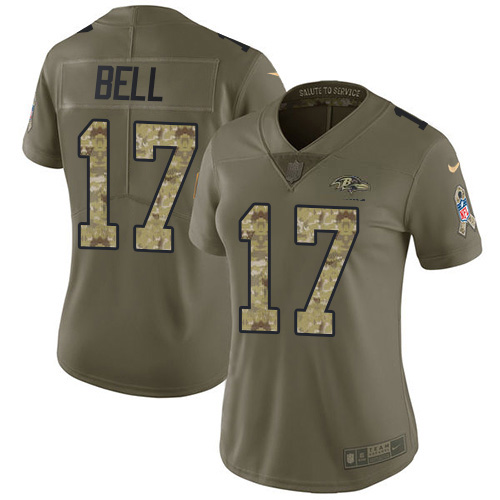 Baltimore Ravens #17 Le'Veon Bell Olive/Camo Women's Stitched Limited 2017 Salute To Service Jersey Womens