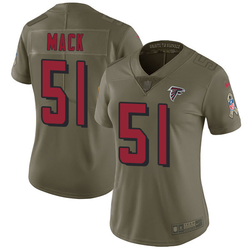 Atlanta Falcons #51 Alex Mack Olive Women's Stitched Limited 2017 Salute to Service Jersey Womens