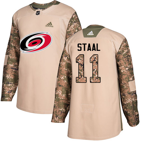 Adidas Carolina Hurricanes #11 Jordan Staal Camo Authentic 2017 Veterans Day Stitched Jersey Men's