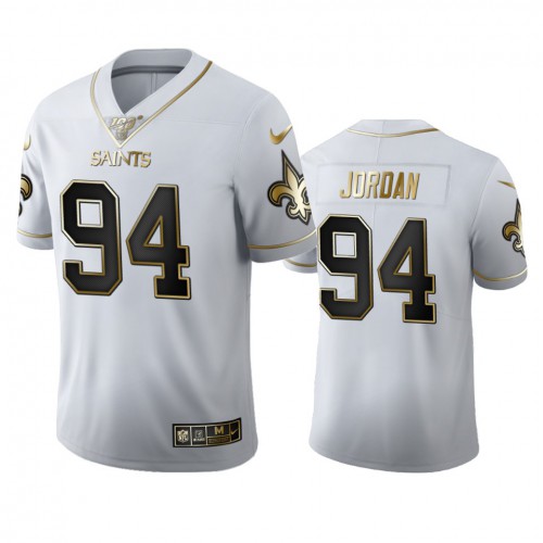 New Orleans New Orleans Saints #94 Cameron Jordan Men's White Golden Edition Vapor Limited 100 Jersey Men's