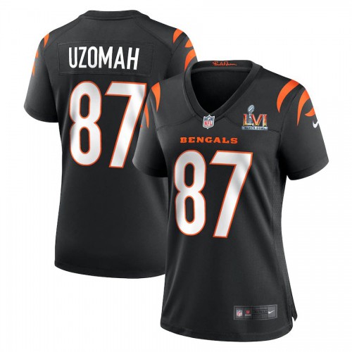 Cincinnati Cincinnati Bengals #87 C.J. Uzomah White Super Bowl LVI Patch Women's Game Jersey Womens