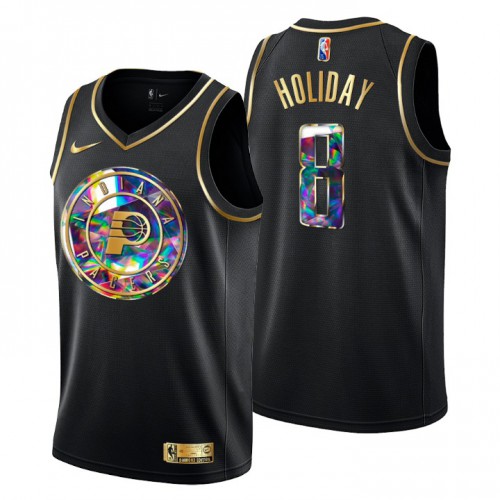 Indiana Indiana Pacers #8 Justin Holiday Mens Golden Edition Diamond Logo 2021/22 Swingman Jersey - Black Mens