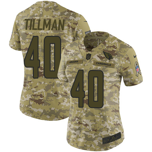 Cardinals #40 Pat Tillman Camo Women's Stitched Limited 2018 Salute To Service Jersey
