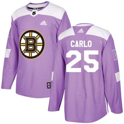 Adidas Boston Bruins #25 Brandon Carlo Purple Authentic Fights Cancer Stitched Jersey Men's