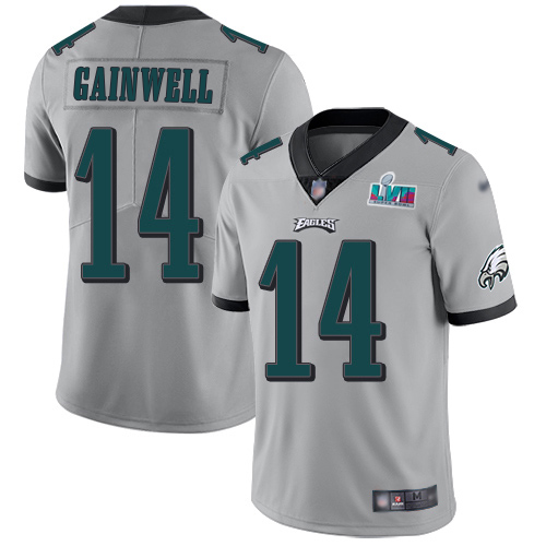Eagles #14 Kenneth Gainwell Silver Super Bowl LVII Patch Men's Stitched Limited Inverted Legend Jersey