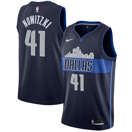 Dallas Mavericks #41 Dirk Nowitzki Navy Swingman Statement Edition Jersey Mens