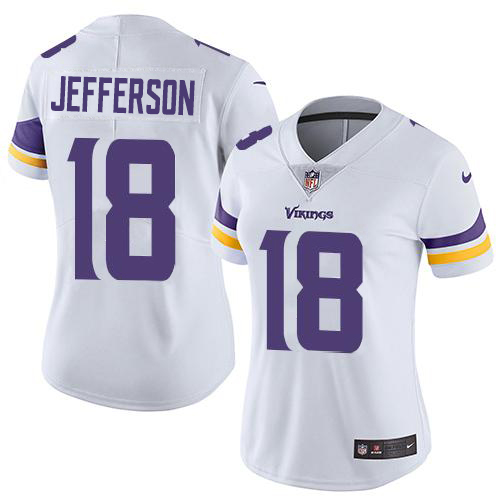 Vikings #18 Justin Jefferson White Women's Stitched Vapor Untouchable Limited Jersey