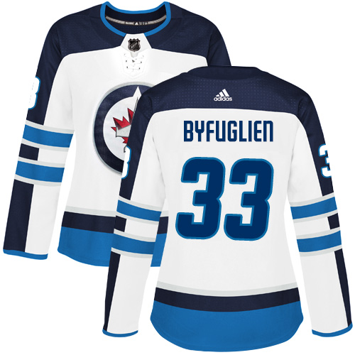 Adidas Winnipeg Jets #33 Dustin Byfuglien White Road Authentic Women's Stitched Jersey Womens
