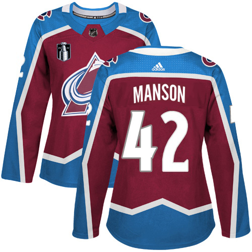 Adidas Colorado Avalanche #42 Josh Manson Burgundy Women's 2022 Stanley Cup Final Patch Home Authentic Stitched Jersey Womens