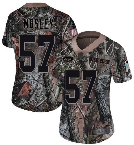 Jets #57 C.J. Mosley Camo Women's Stitched Limited Rush Realtree Jersey