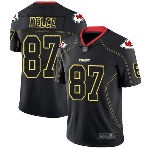 Chiefs #87 Travis Kelce Lights Out Black Men's Stitched Limited Rush Jersey