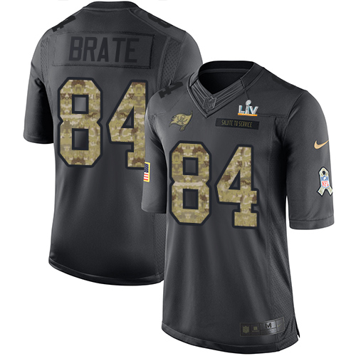 Tampa Bay Buccaneers #84 Cameron Brate Black Youth Super Bowl LV Bound Stitched Limited 2016 Salute to Service Jersey Youth