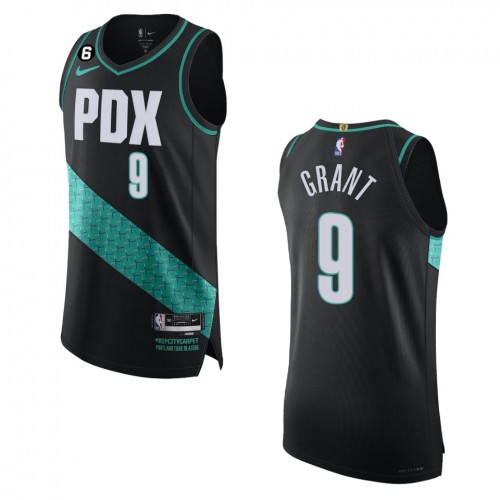 Portland Trail Portland Trail Blazers #9 Jerami Grant Black 2022-23 Authentic Jersey - City Edition Mens