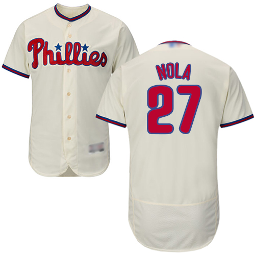 Philadelphia Phillies #27 Aaron Nola Cream Flexbase Authentic Collection Stitched Jersey Men's