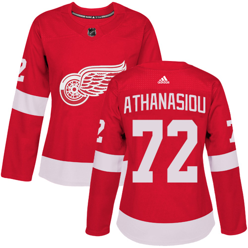 Adidas Detroit Red Wings #72 Andreas Athanasiou Red Home Authentic Women's Stitched Jersey Womens