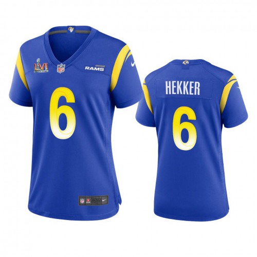 Los Angeles Los Angeles Rams #6 Johnny Hekker Women's Super Bowl LVI Patch Game Jersey - Royal Womens