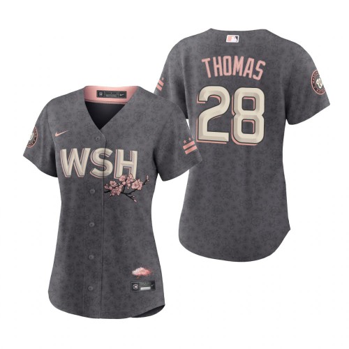 Washington Washington Nationals #28 Lane Thomas Women's Gray 2022 City Connect Replica Jersey Womens