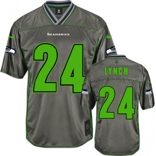 Seattle Seahawks #24 Marshawn Lynch Grey Youth Stitched Elite Vapor Jersey Youth