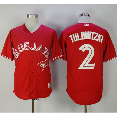 Toronto Blue Jays #2 Troy Tulowitzki Red New Cool Base Canada Day Stitched Jersey Men's