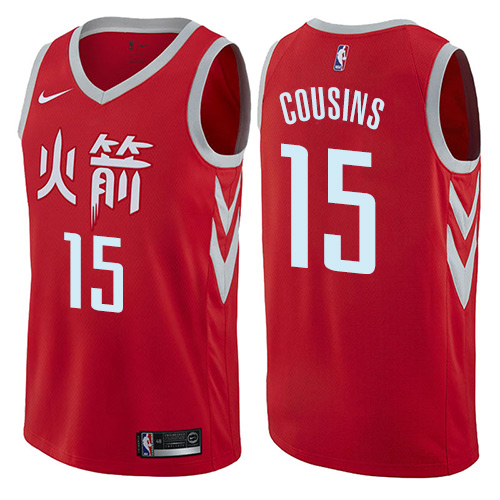 Houston Rockets #15 DeMarcus Cousins Red Womens Swingman City Edition Jersey Womens