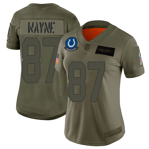 Indianapolis Colts #87 Reggie Wayne Camo Women's Stitched Limited 2019 Salute to Service Jersey Womens