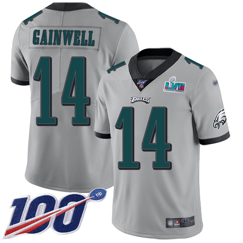 Eagles #14 Kenneth Gainwell Silver Super Bowl LVII Patch Youth Stitched Limited Inverted Legend 100th Season Jersey