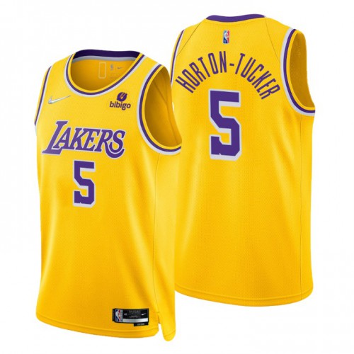 Los Angeles Lakers #5 Talen Horton-Tucker Gold Mens 2021-22 75th Anniversary Diamond Swingman Jersey - Icon Edition Mens