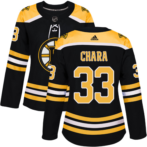 Adidas Boston Bruins #33 Zdeno Chara Black Home Authentic Women's Stitched Jersey Womens