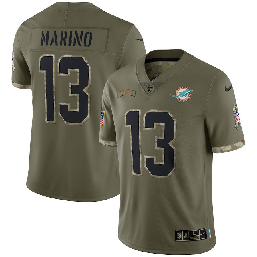 Miami Dolphins #13 Dan Marino Men's 2022 Salute To Service Limited Jersey - Olive