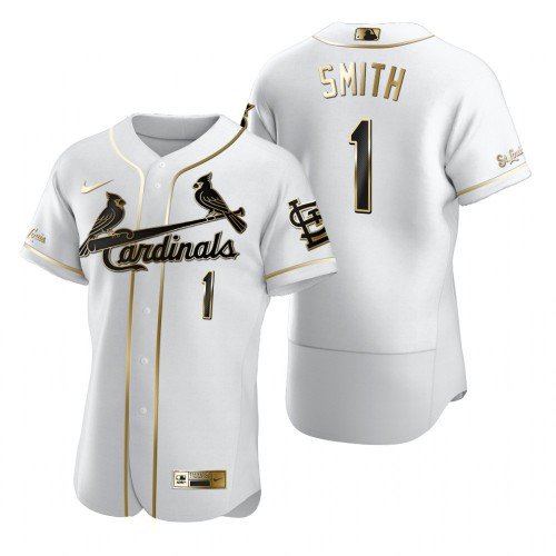 St. Louis St.Louis Cardinals #1 Ozzie Smith White Men's Authentic Golden Edition Jersey Men's