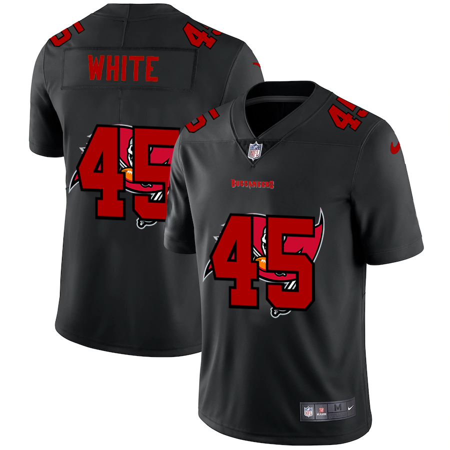 Tampa Bay Buccaneers #45 Devin White Men's Team Logo Dual Overlap Limited Jersey Black