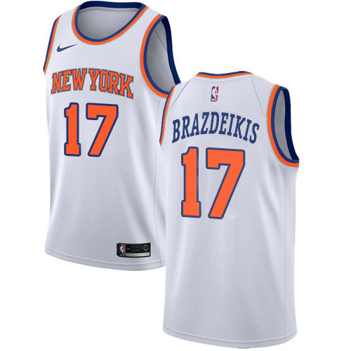 New York Knicks #17 Ignas Brazdeikis White Swingman Association Edition Jersey Mens
