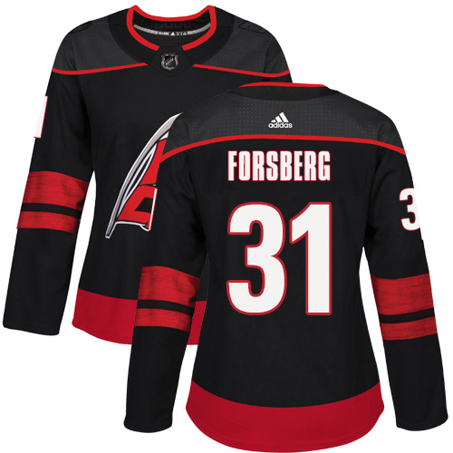 Adidas Carolina Hurricanes #31 Anton Forsberg Black Alternate Authentic Women's Stitched Jersey Womens