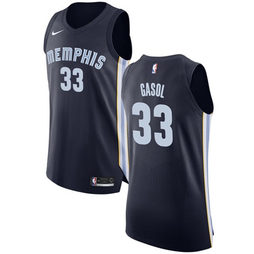 Memphis Grizzlies #33 Marc Gasol Navy Blue Authentic Icon Edition Jersey Mens