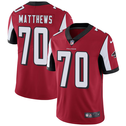 Atlanta Falcons #70 Jake Matthews Red Team Color Men's Stitched Vapor Untouchable Limited Jersey Men's