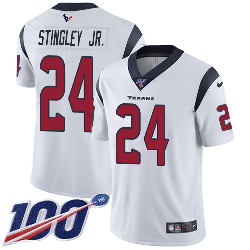 Texans #24 Derek Stingley Jr. White Youth Stitched 100th Season Vapor Untouchable Limited Jersey